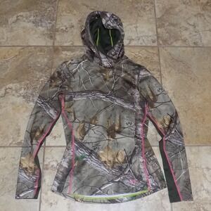 Under Armour Hoodie‎ Women Small Camo Good ColdGear Realtree Scent Control Pink